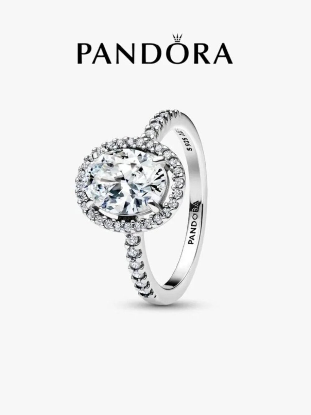 Pandora Oval Sparkling Halo Statement Ring